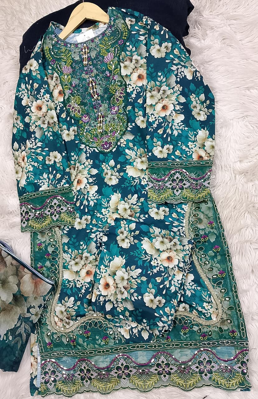 3 PIECE - EMBROIDERED LAWN SUIT