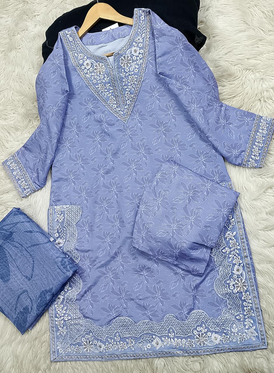 3 PIECE - EMBROIDERED LAWN SUIT