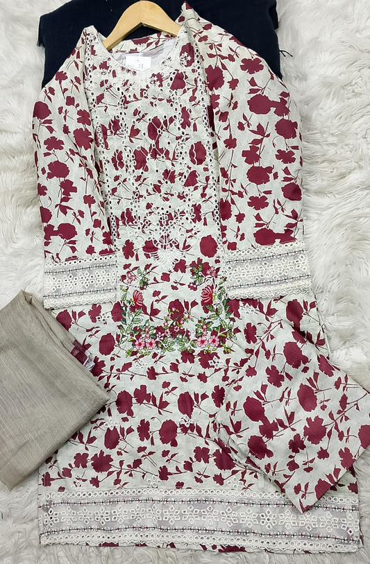 3 PIECE - EMBROIDERED LAWN SUIT