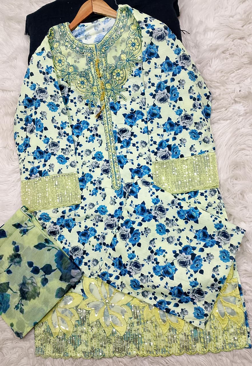 3 PIECE - EMBROIDERED LAWN SUIT