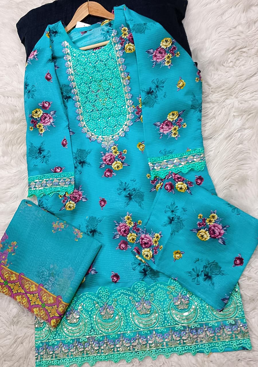 3 PIECE - EMBROIDERED LAWN SUIT