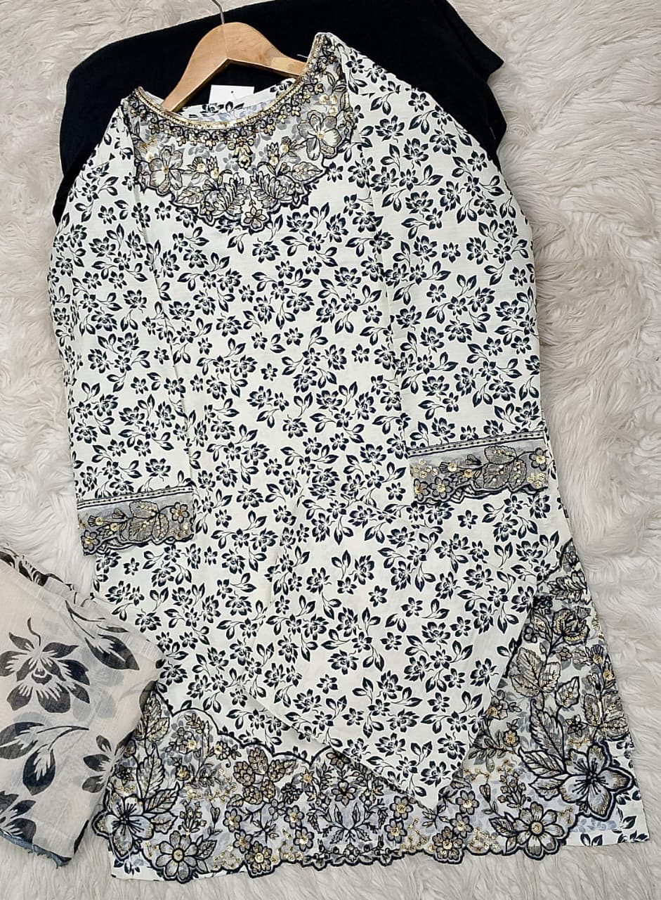 3 PIECE - EMBROIDERED LAWN SUIT