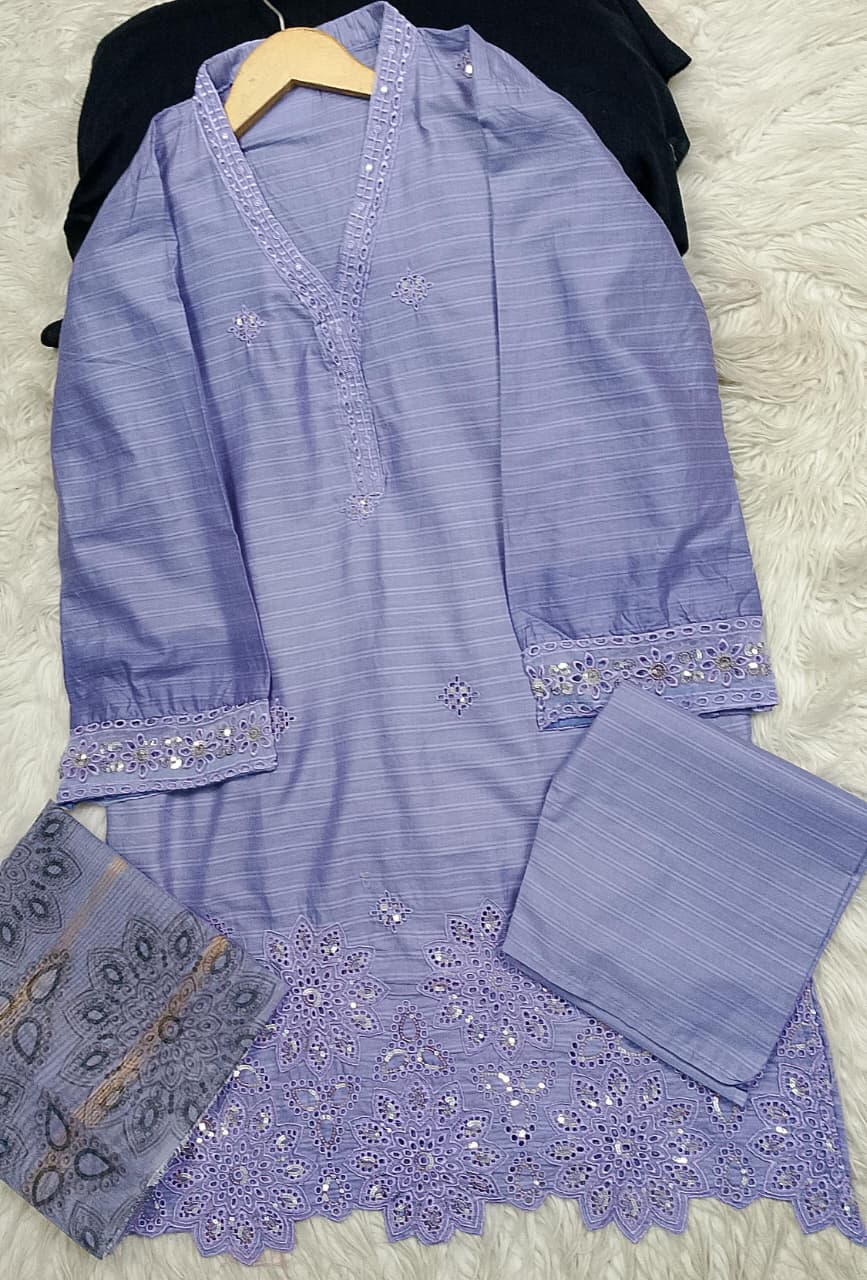 3 PIECE - EMBROIDERED LAWN SUIT