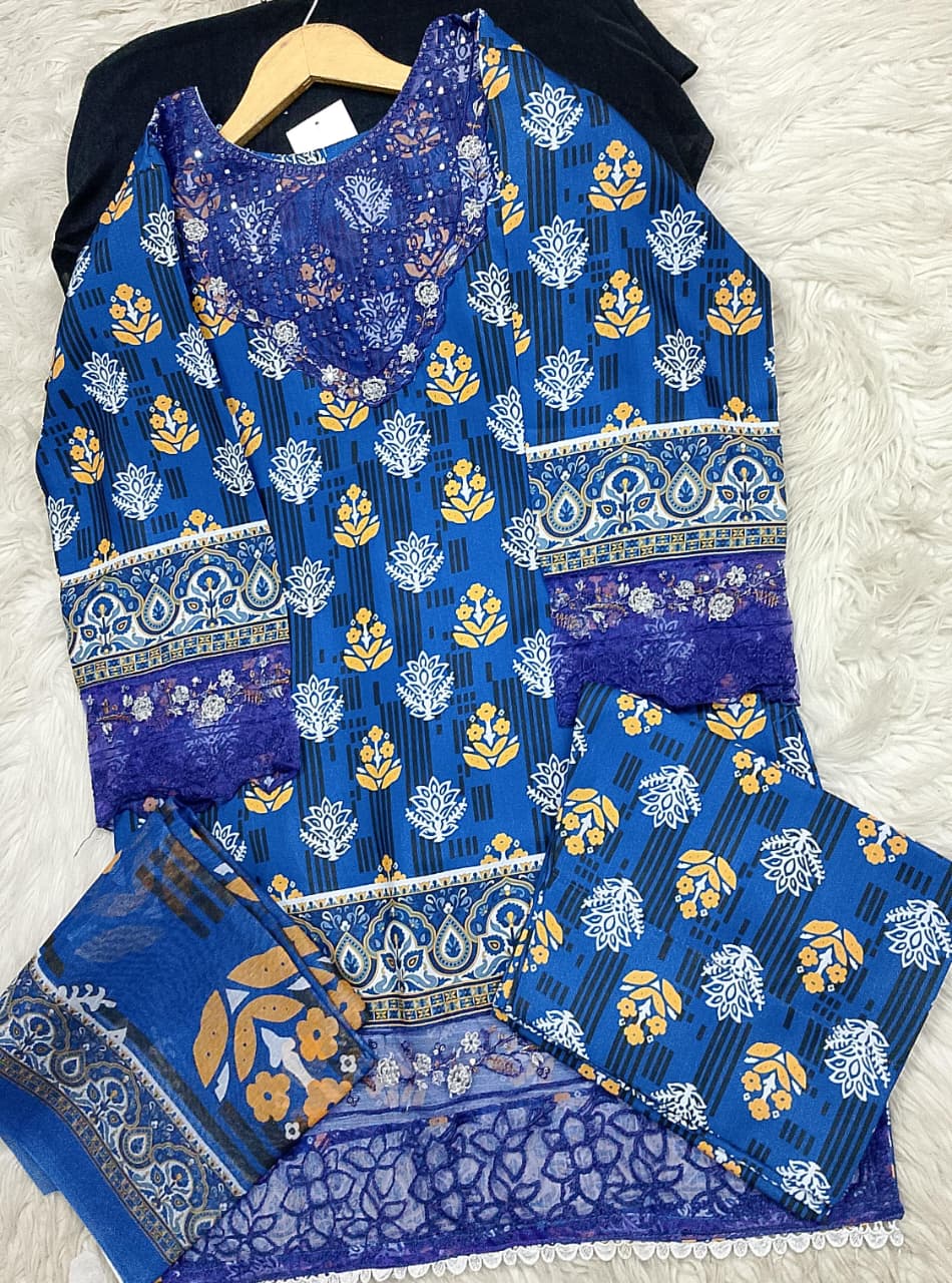 3 PIECE - EMBROIDERED LAWN SUIT