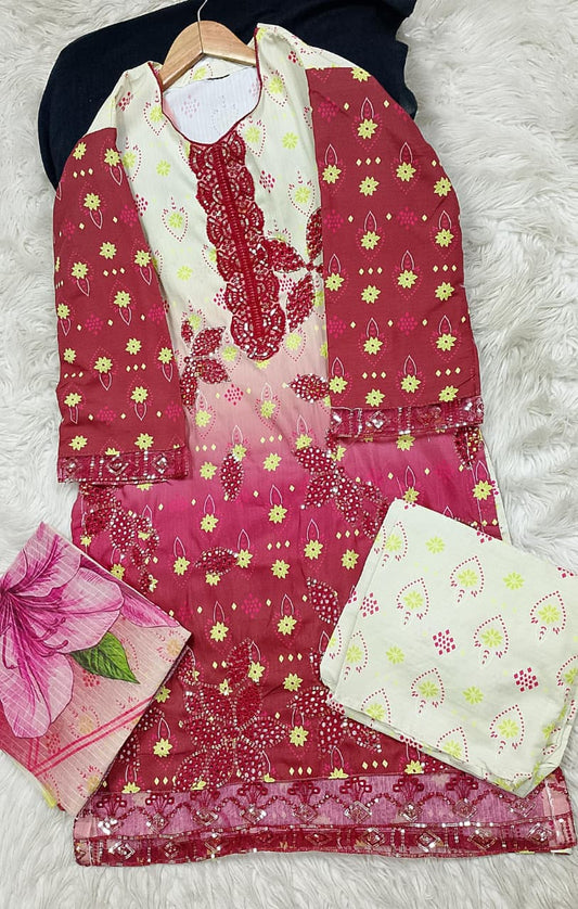3 PIECE - EMBROIDERED LAWN SUIT