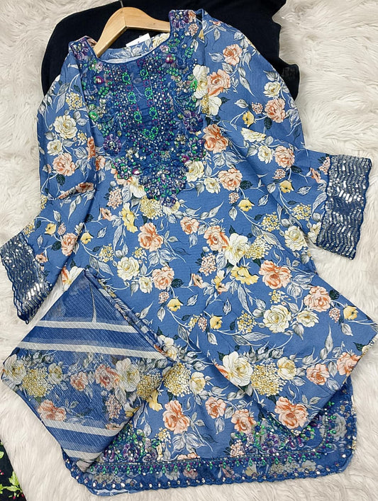 3 PIECE - EMBROIDERED LAWN SUIT