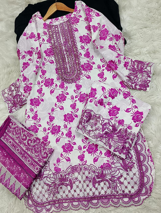3 PIECE - EMBROIDERED LAWN SUIT