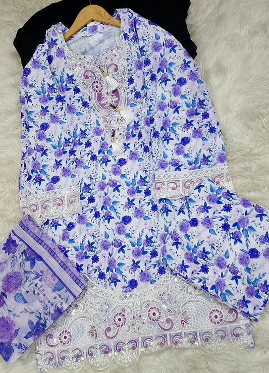 3 PIECE - EMBROIDERED LAWN SUIT