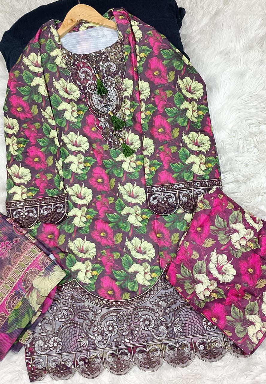 3 PIECE - EMBROIDERED LAWN SUIT