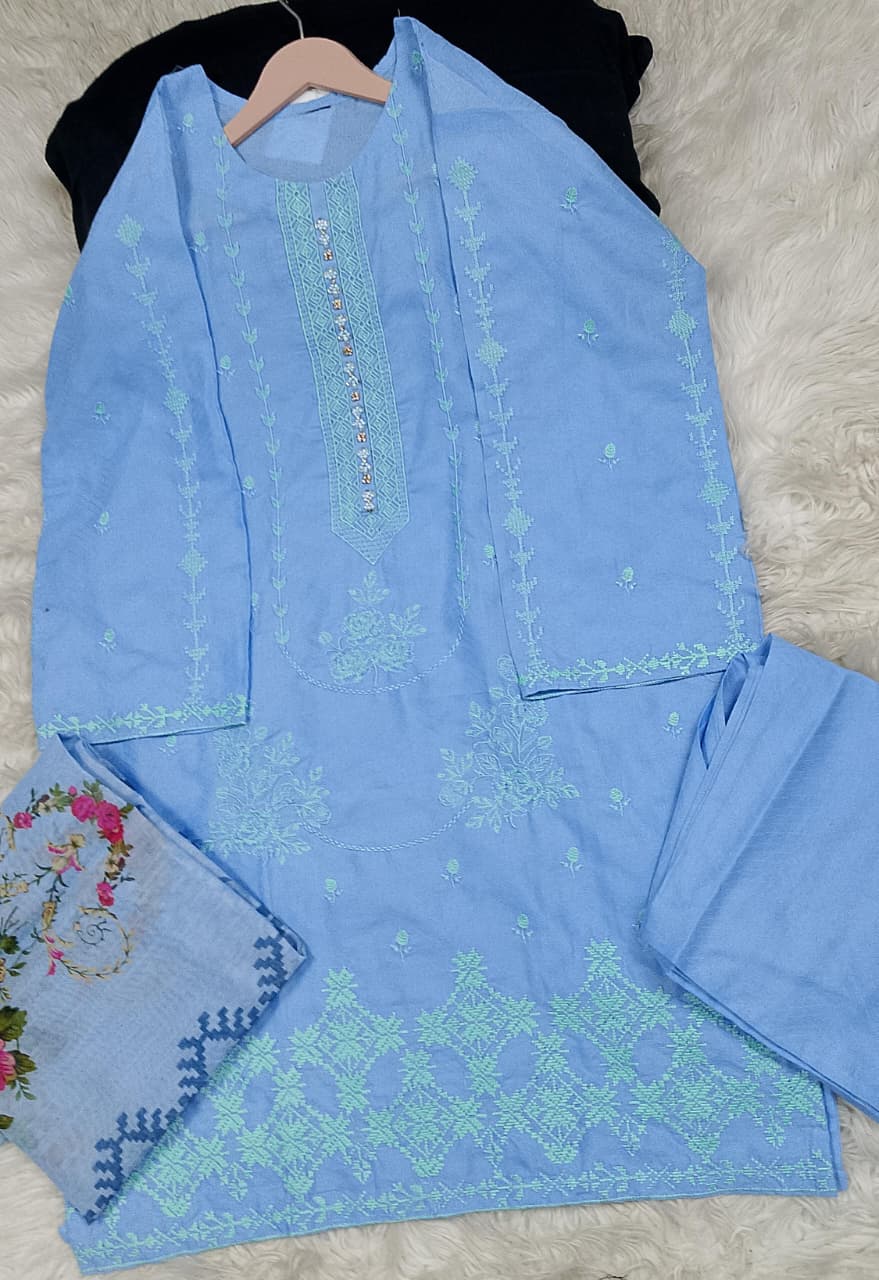 3 PIECE - EMBROIDERED LAWN SUIT