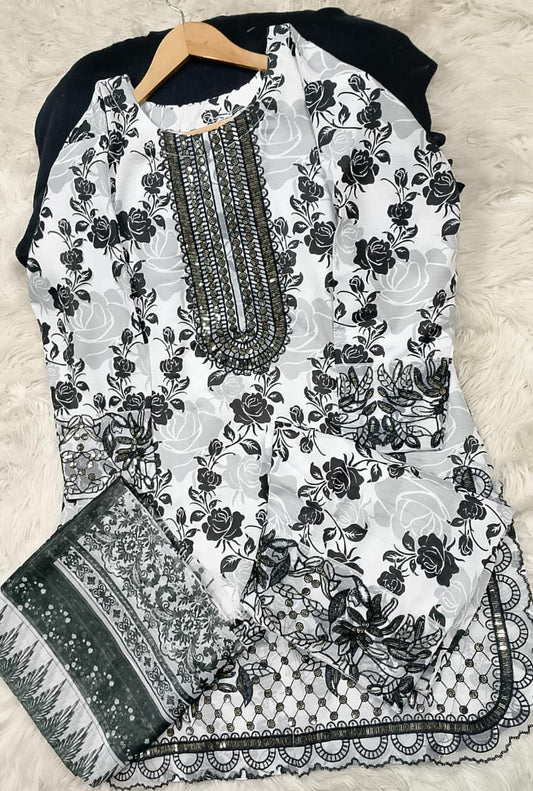 3 PIECE - EMBROIDERED LAWN SUIT