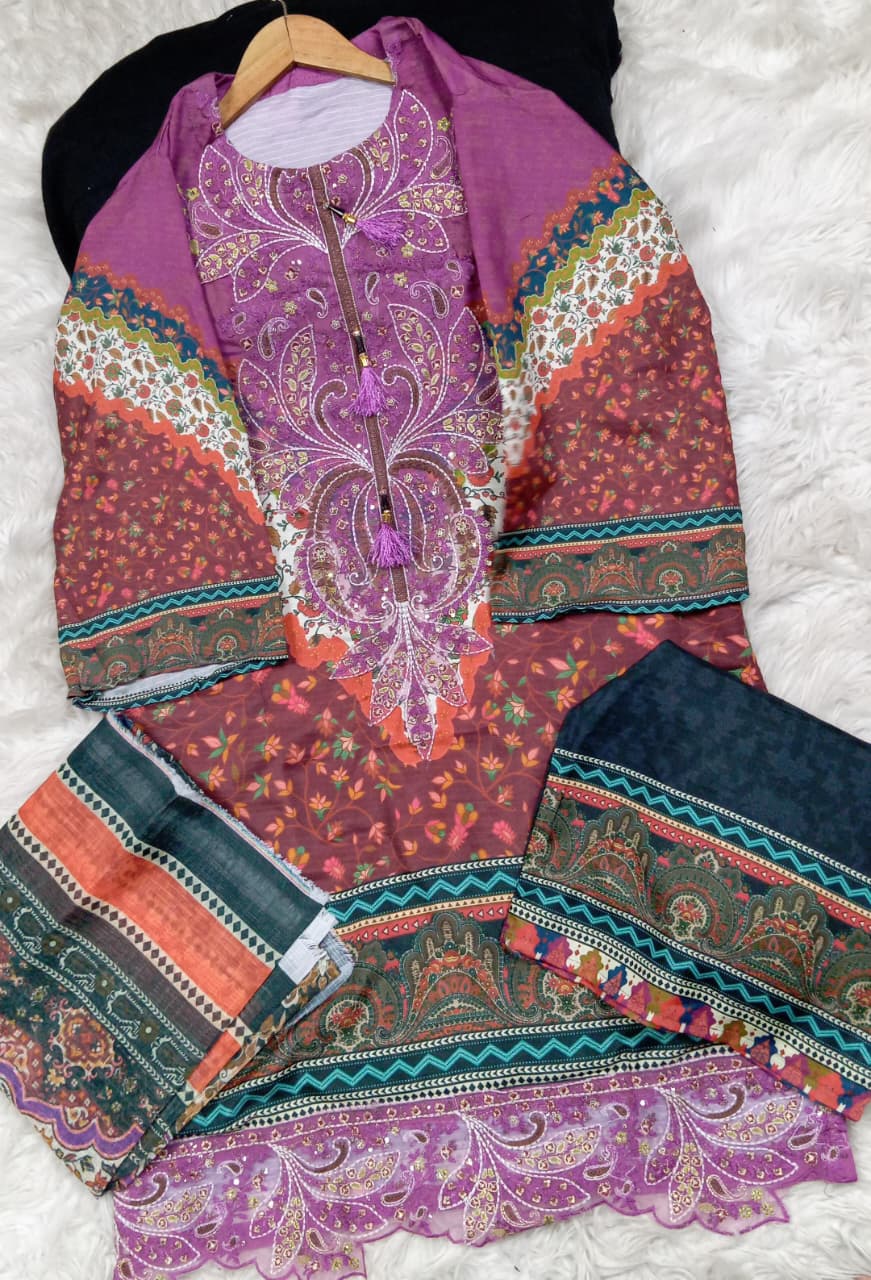 3 PIECE - EMBROIDERED LAWN SUIT
