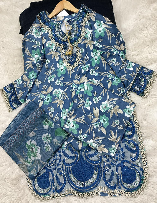 3 PIECE - EMBROIDERED LAWN SUIT
