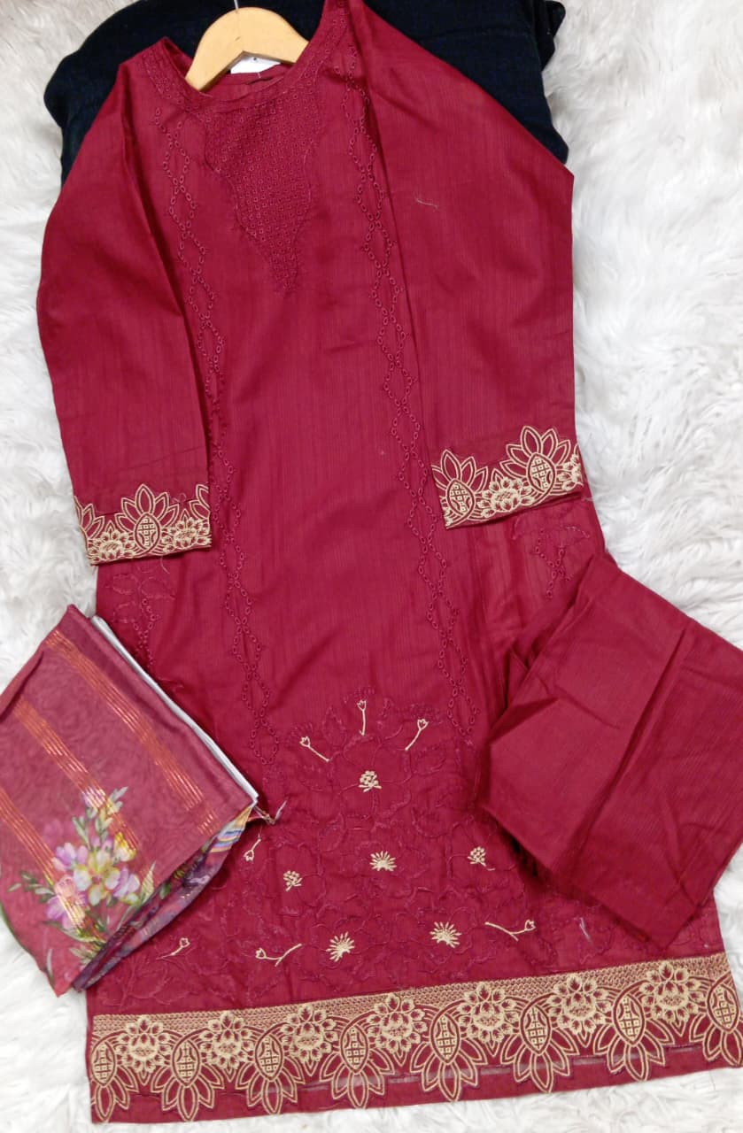 3 PIECE - EMBROIDERED LAWN SUIT