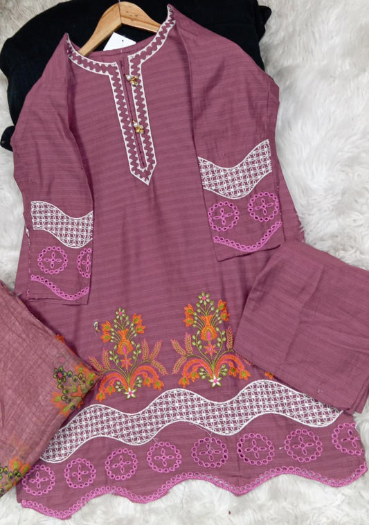 3 PIECE - EMBROIDERED LAWN SUIT