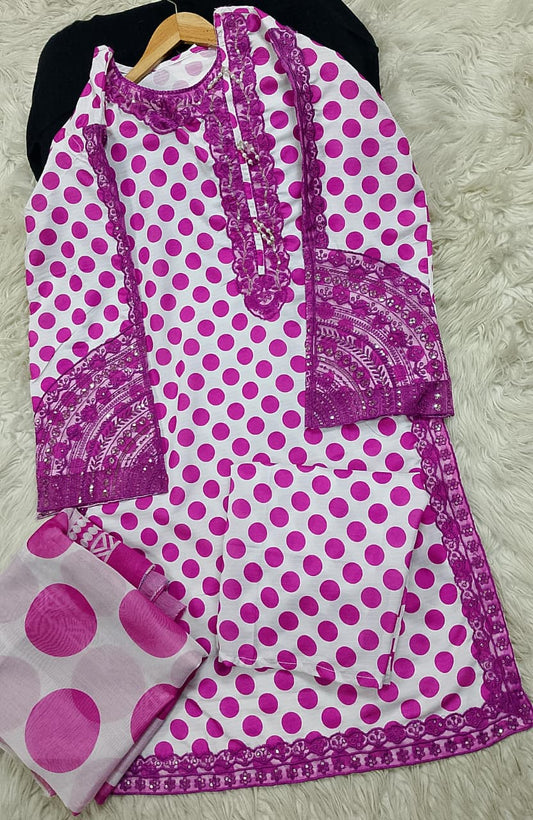 3 PIECE - EMBROIDERED LAWN SUIT