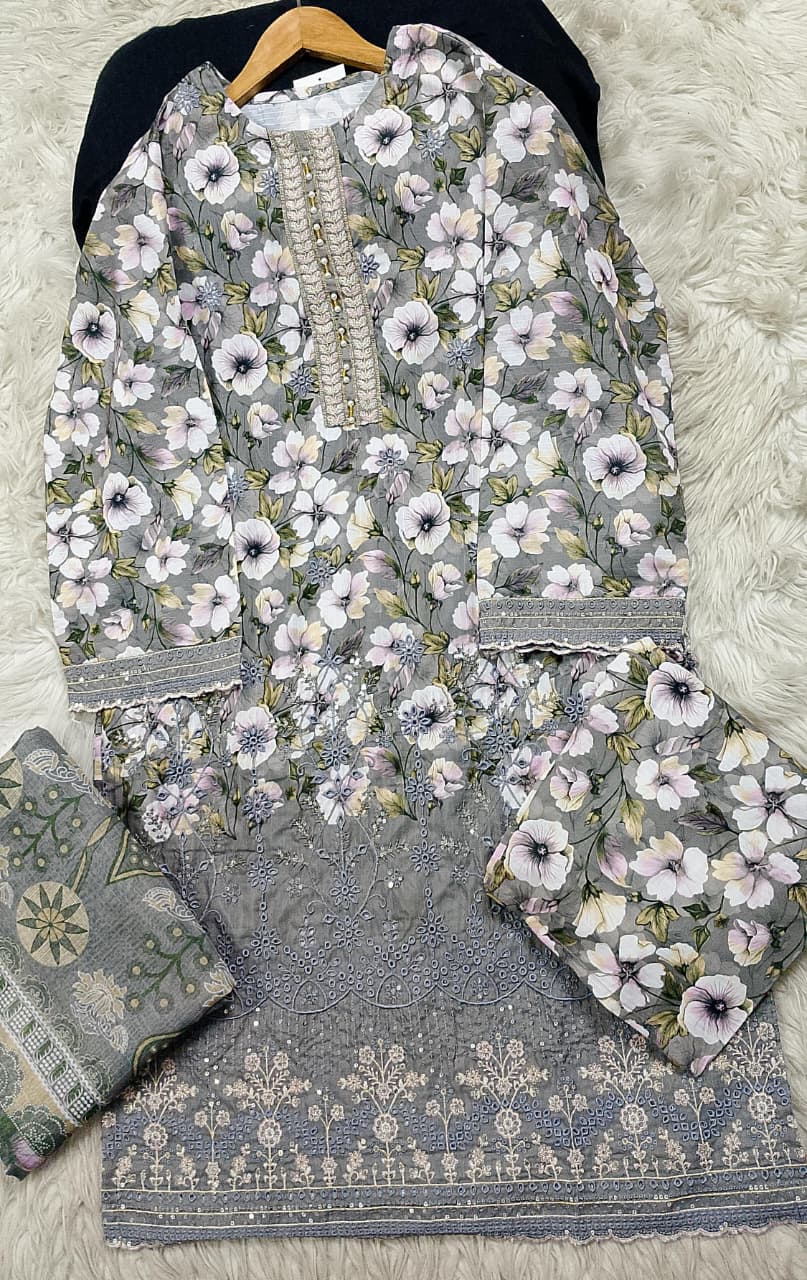 3 PIECE - EMBROIDERED LAWN SUIT