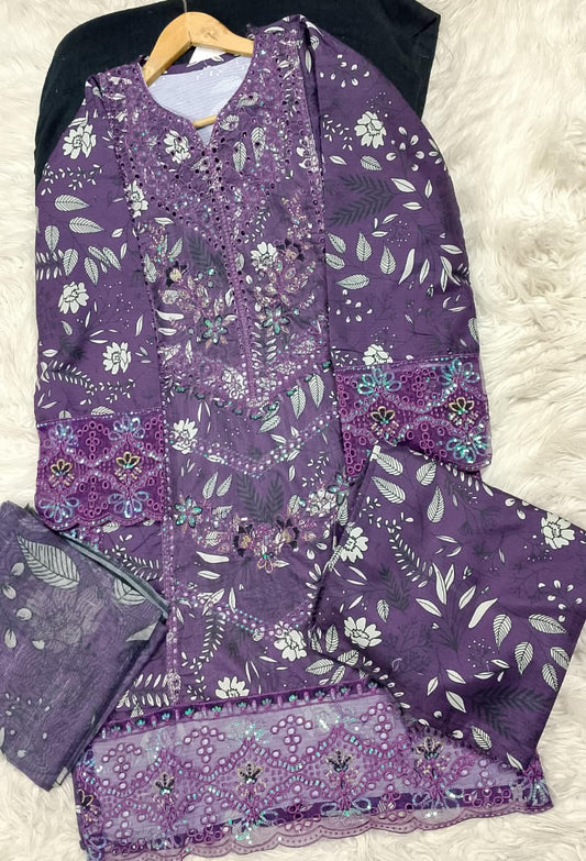 3 PIECE - EMBROIDERED LAWN SUIT
