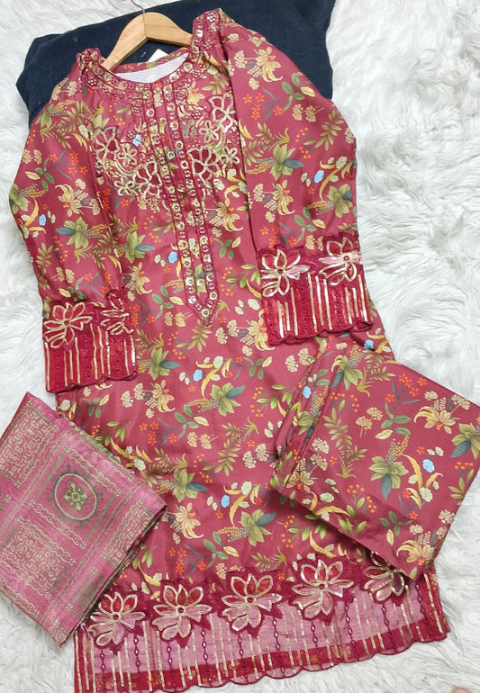 3 PIECE - EMBROIDERED LAWN SUIT
