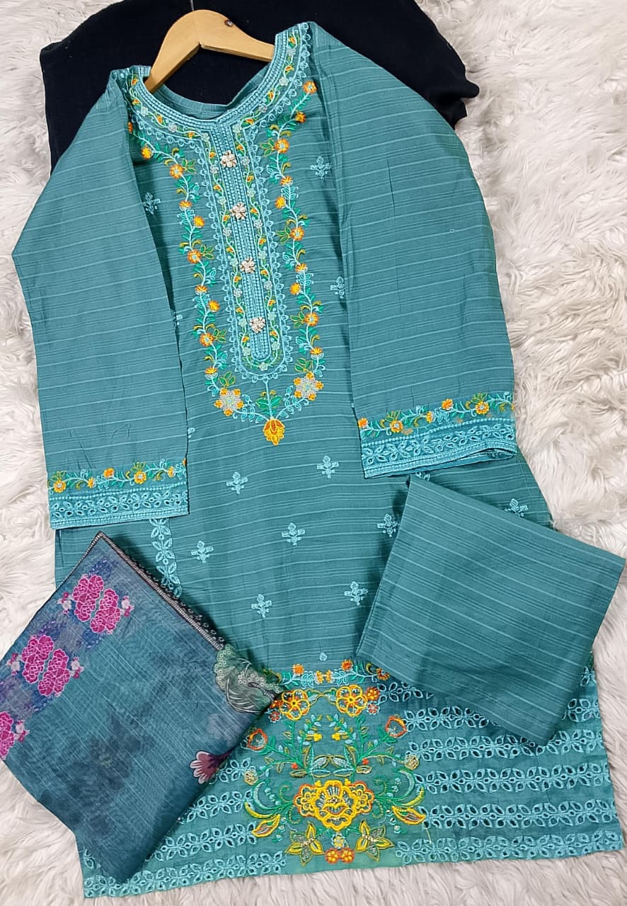 3 PIECE - EMBROIDERED LAWN SUIT