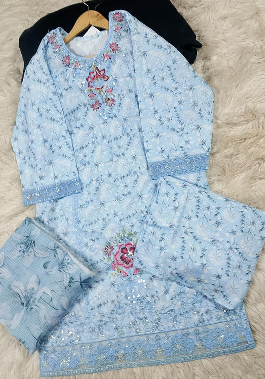 3 PIECE - EMBROIDERED LAWN SUIT