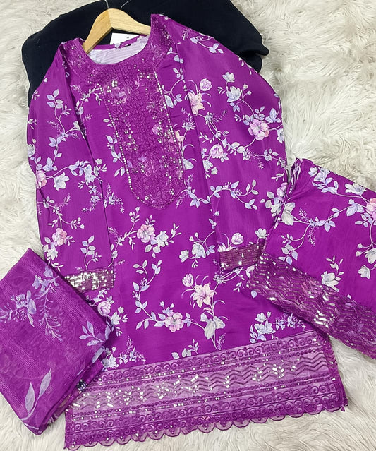 3 PIECE - EMBROIDERED LAWN SUIT