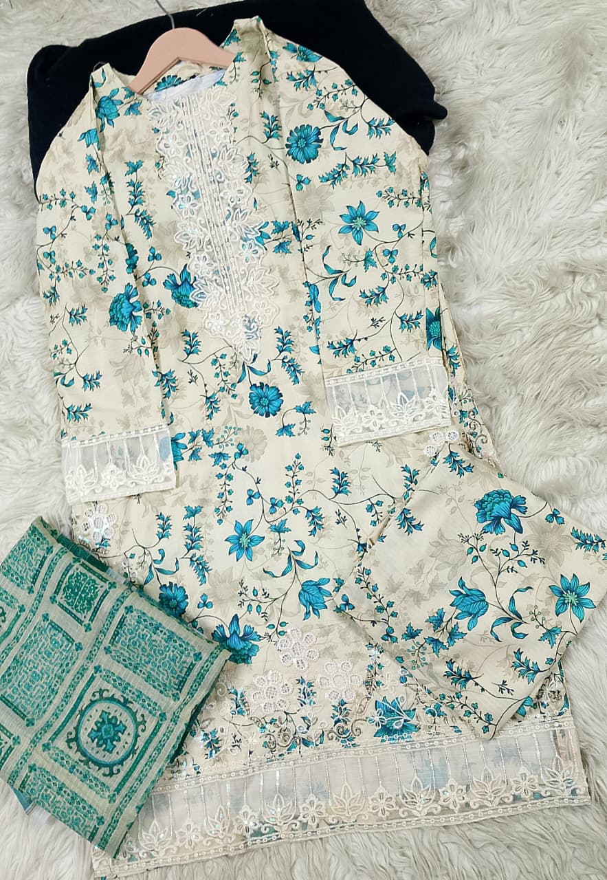 3 PIECE - EMBROIDERED LAWN SUIT