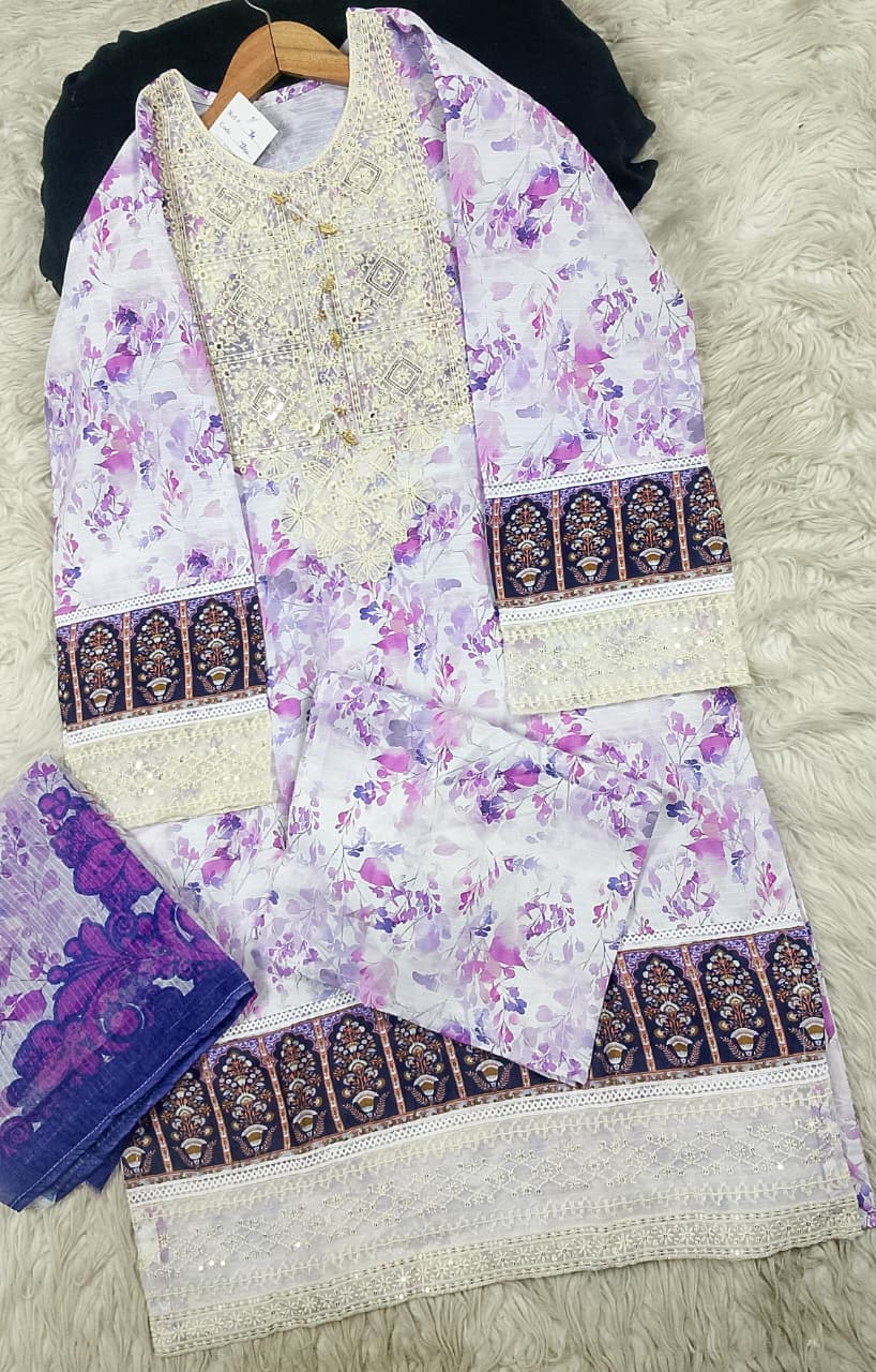 3 PIECE - EMBROIDERED LAWN SUIT
