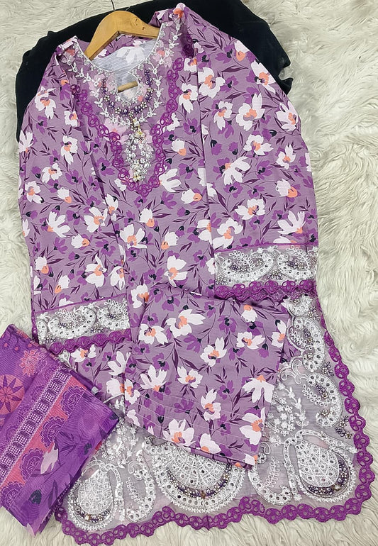 3 PIECE - EMBROIDERED LAWN SUIT