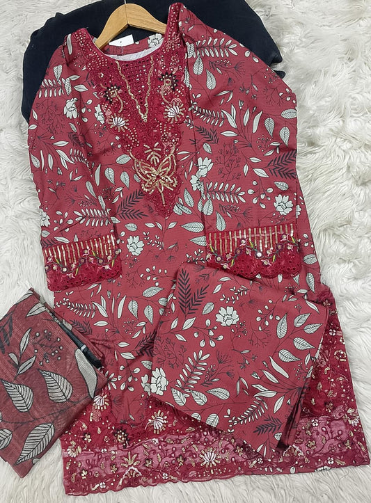 3 PIECE - EMBROIDERED LAWN SUIT