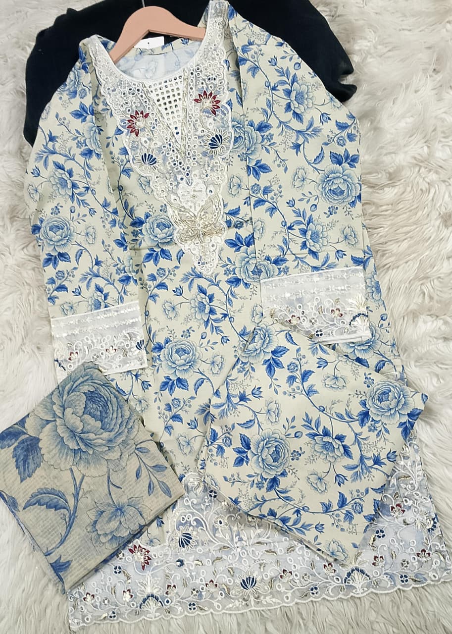 3 PIECE - EMBROIDERED LAWN SUIT