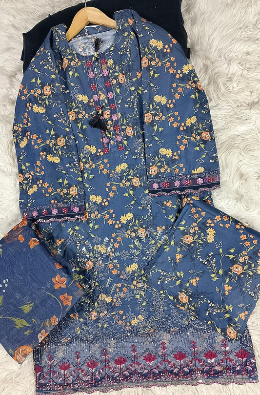 3 PIECE - EMBROIDERED LAWN SUIT