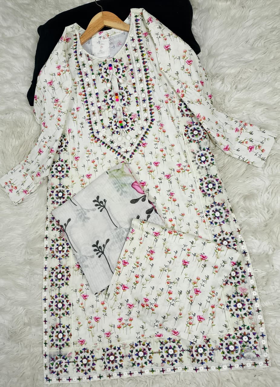 3 PIECE - EMBROIDERED LAWN SUIT