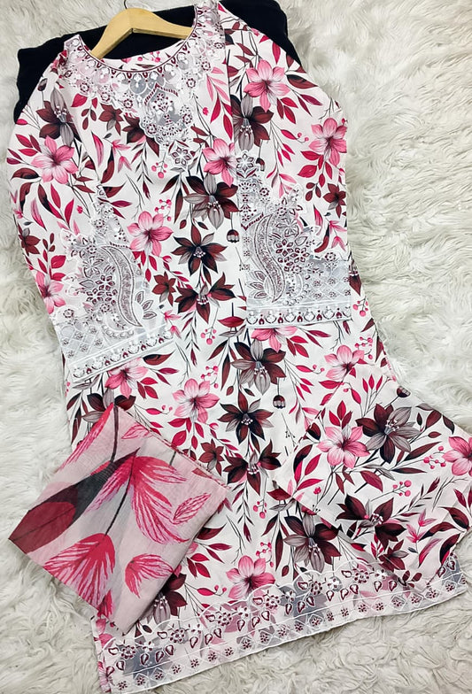 3 PIECE - EMBROIDERED LAWN SUIT
