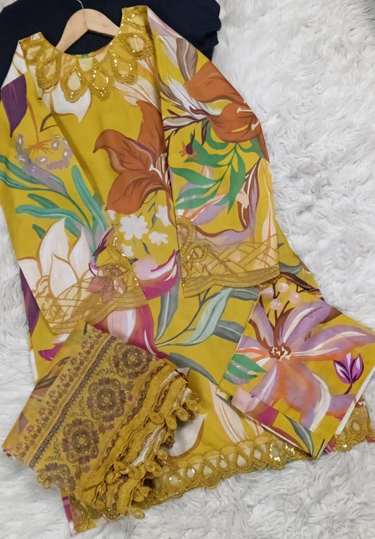 3 PIECE - EMBROIDERED LAWN SUIT