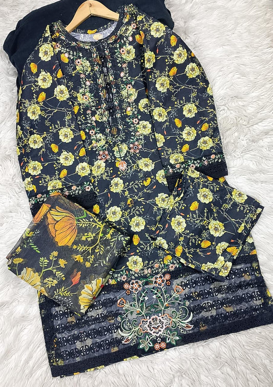 3 PIECE - EMBROIDERED LAWN SUIT