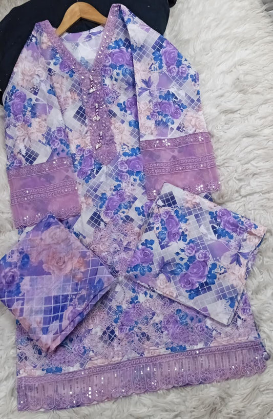 3 PIECE - EMBROIDERED LAWN SUIT