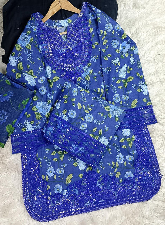 3 PIECE - EMBROIDERED LAWN SUIT