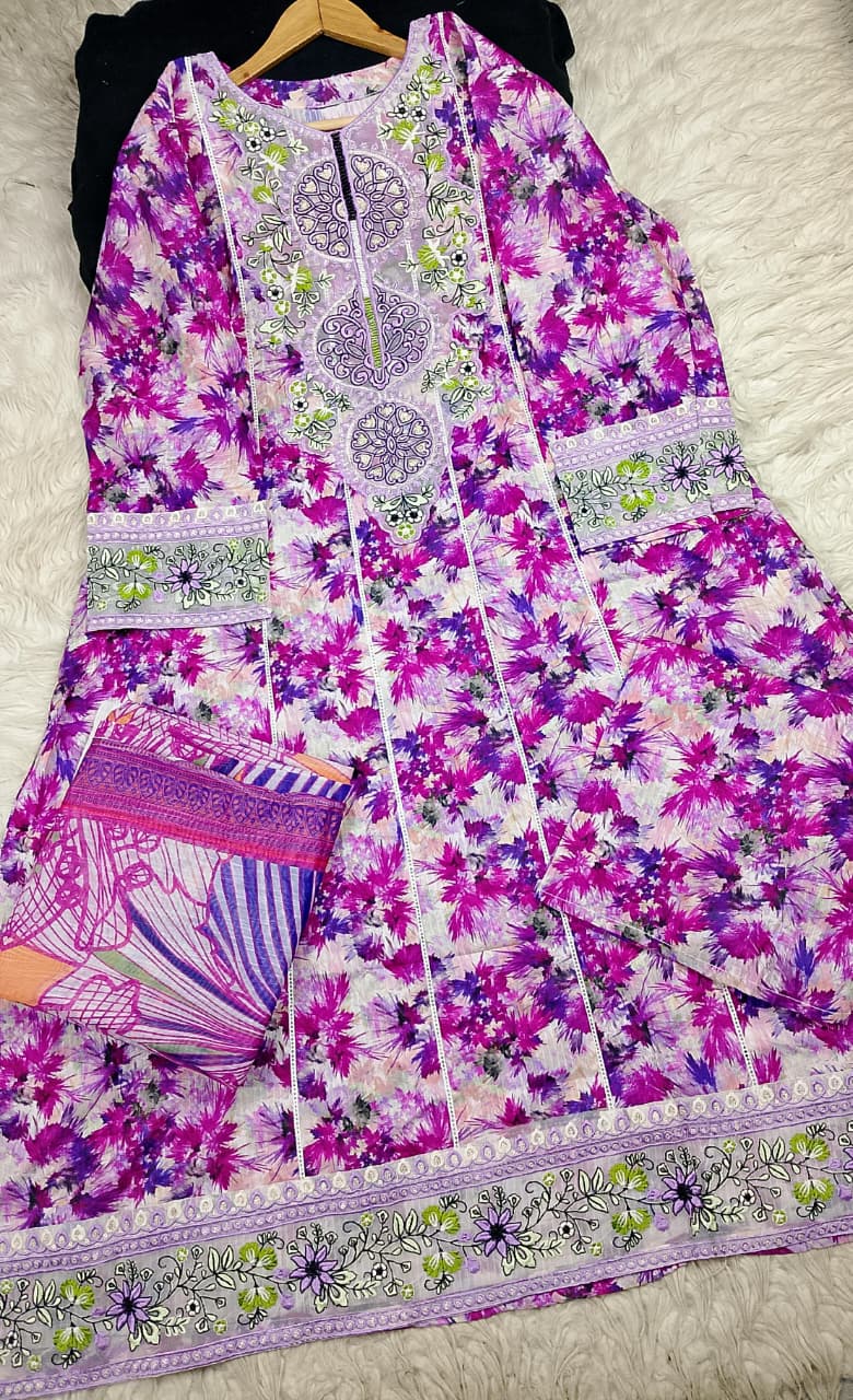 3 PIECE - EMBROIDERED LAWN SUIT