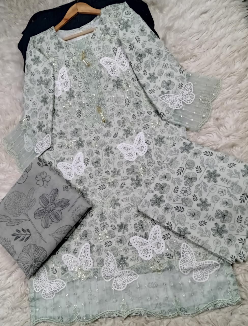 3 PIECE - EMBROIDERED LAWN SUIT