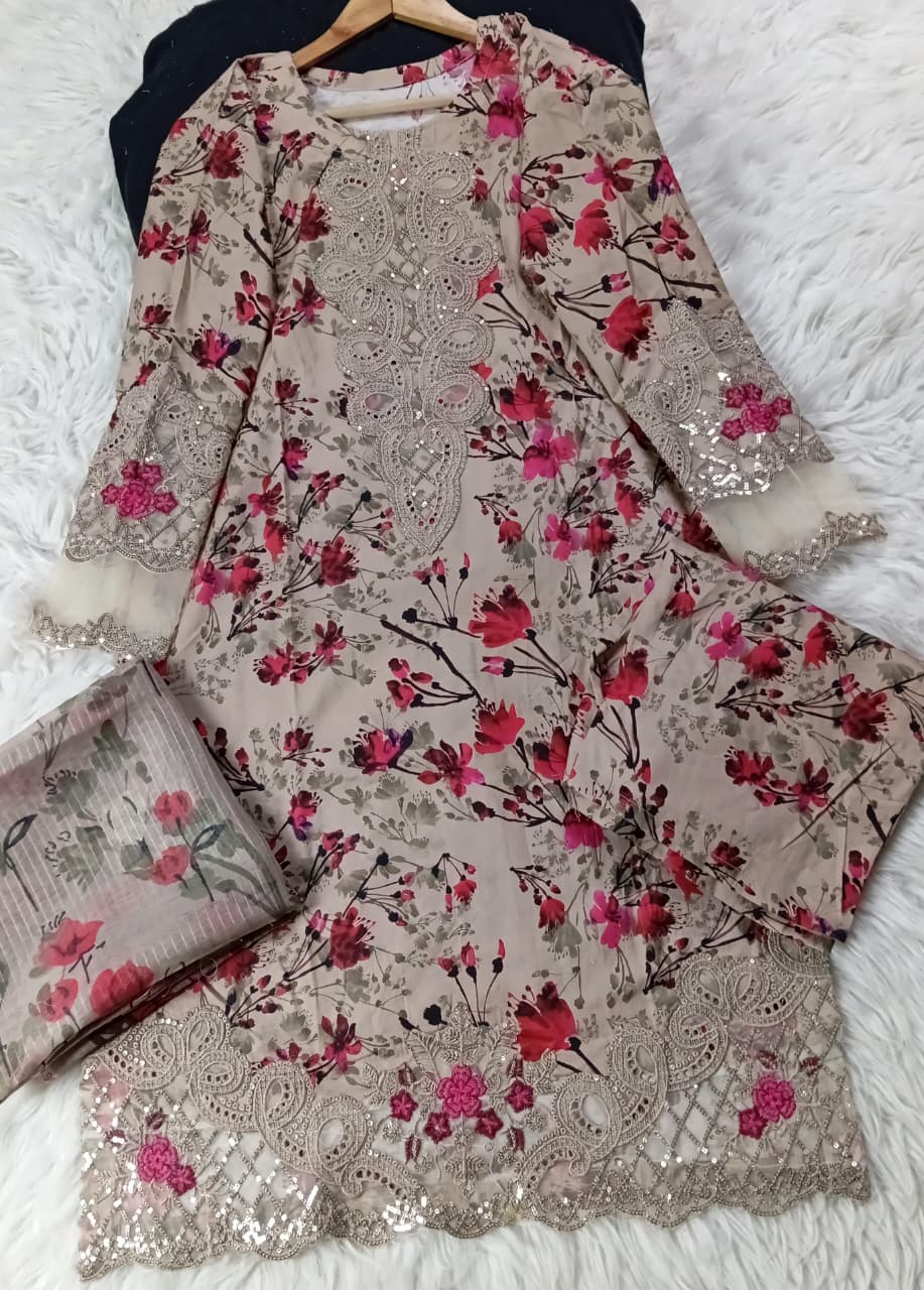 3 PIECE - EMBROIDERED LAWN SUIT
