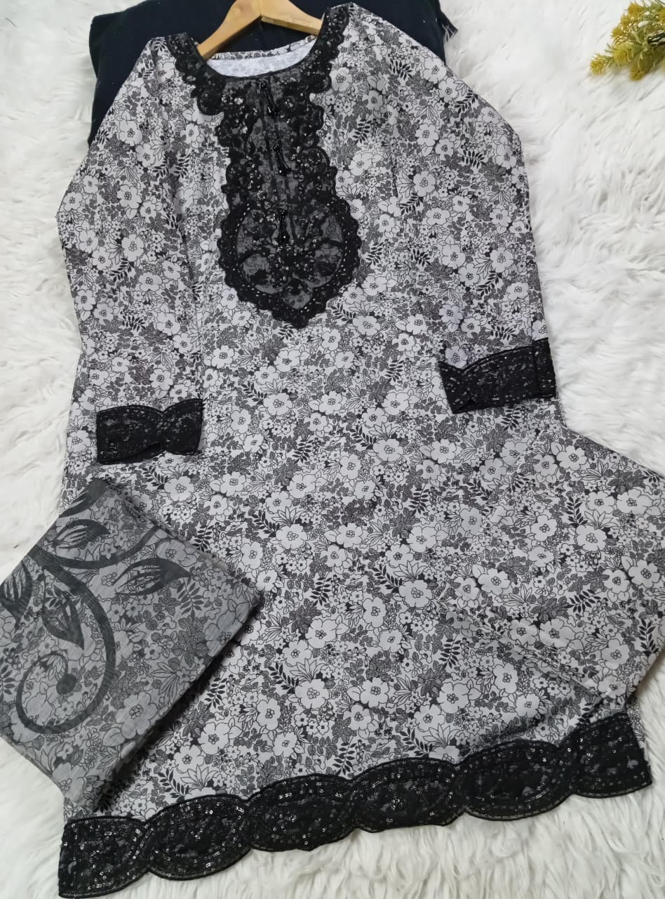 3 PIECE - EMBROIDERED LAWN SUIT