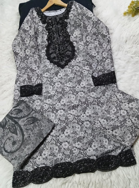 3 PIECE - EMBROIDERED LAWN SUIT