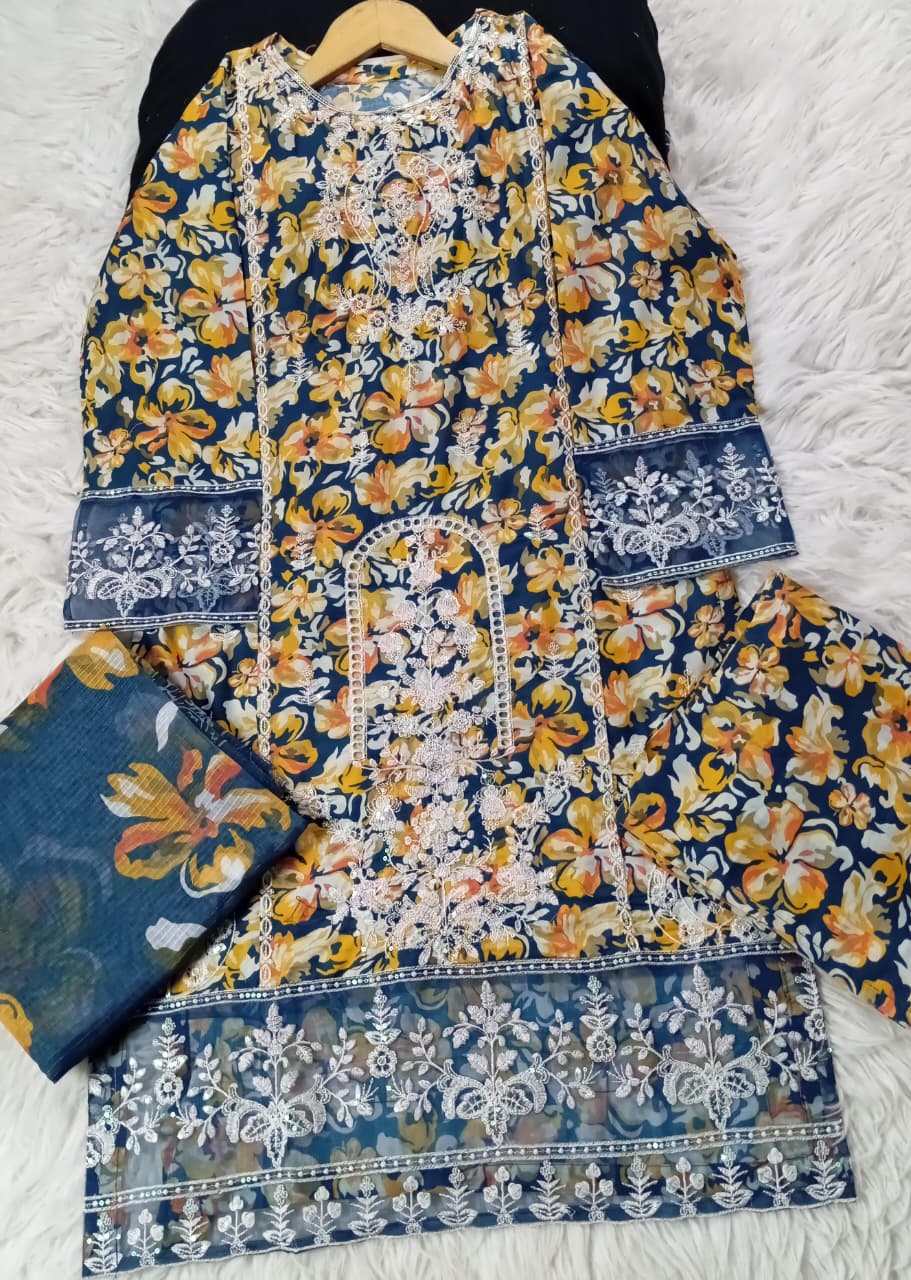 3 PIECE - EMBROIDERED LAWN SUIT