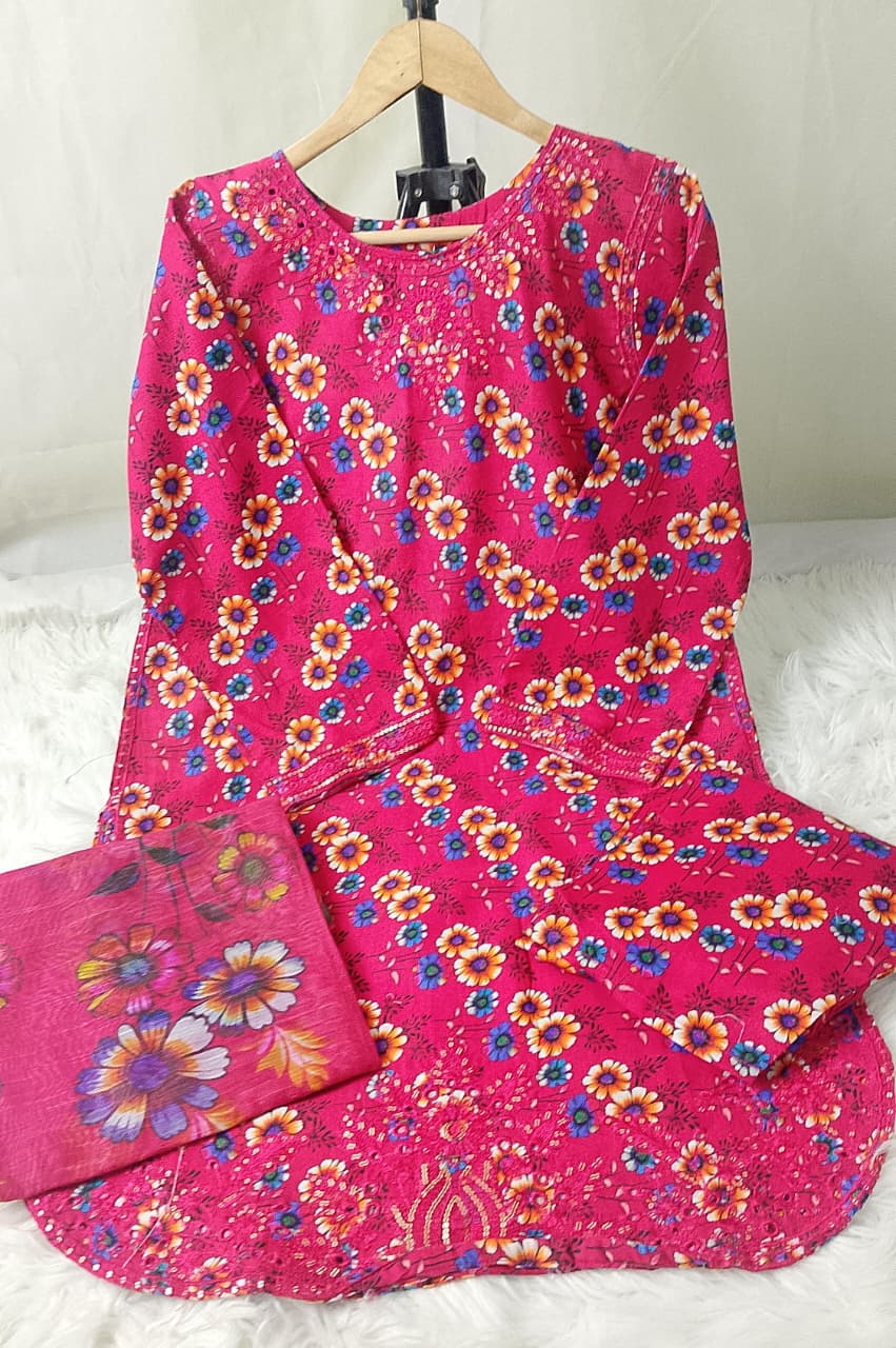 3 PIECE - EMBROIDERED KHADDAR SUIT