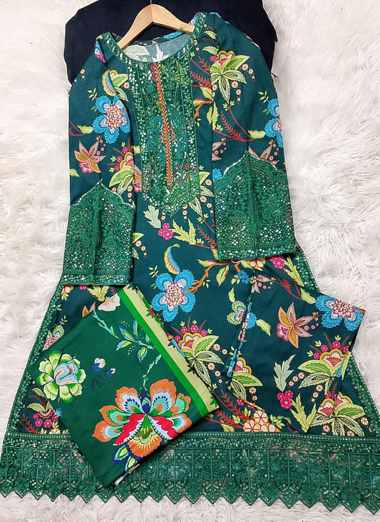 3 PIECE - EMBROIDERED VISCOSE SUIT