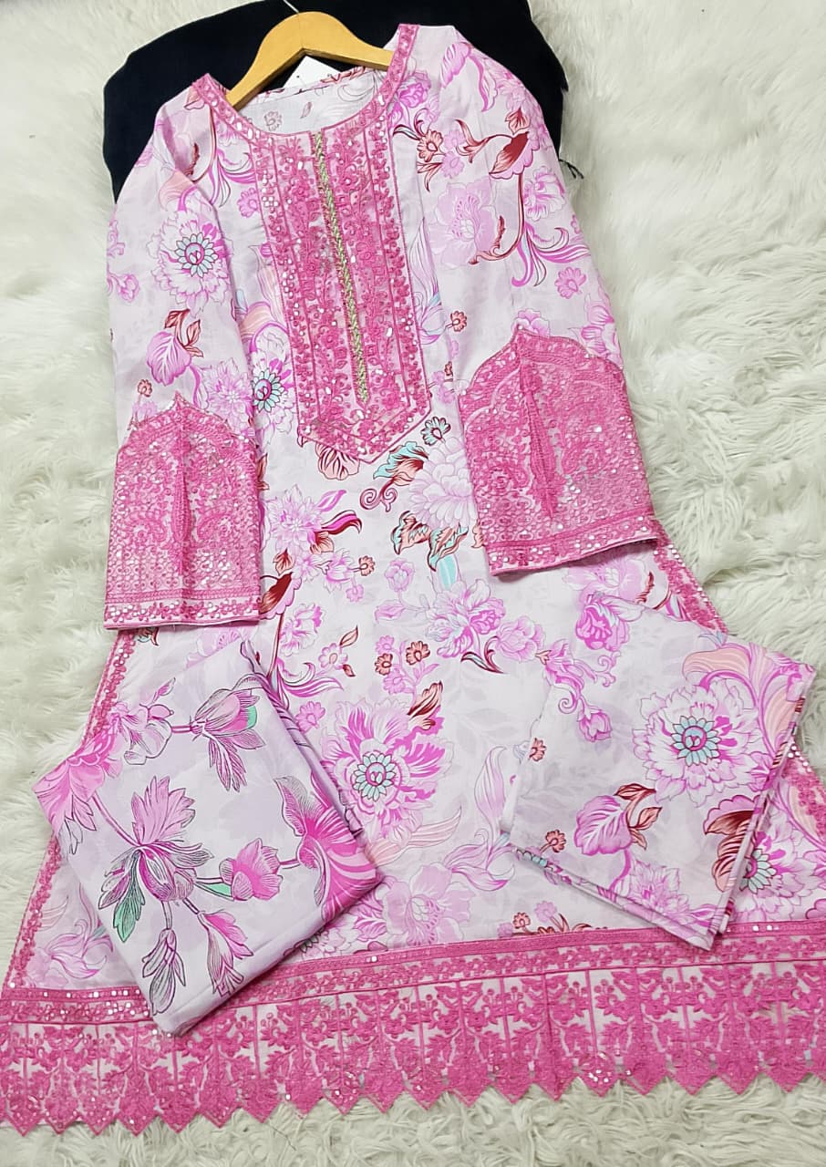 3 PIECE - EMBROIDERED VISCOSE SUIT