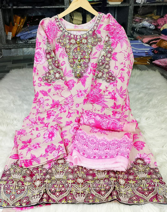 3 PIECE - EMBROIDERED / PRINTED LAWN SUIT