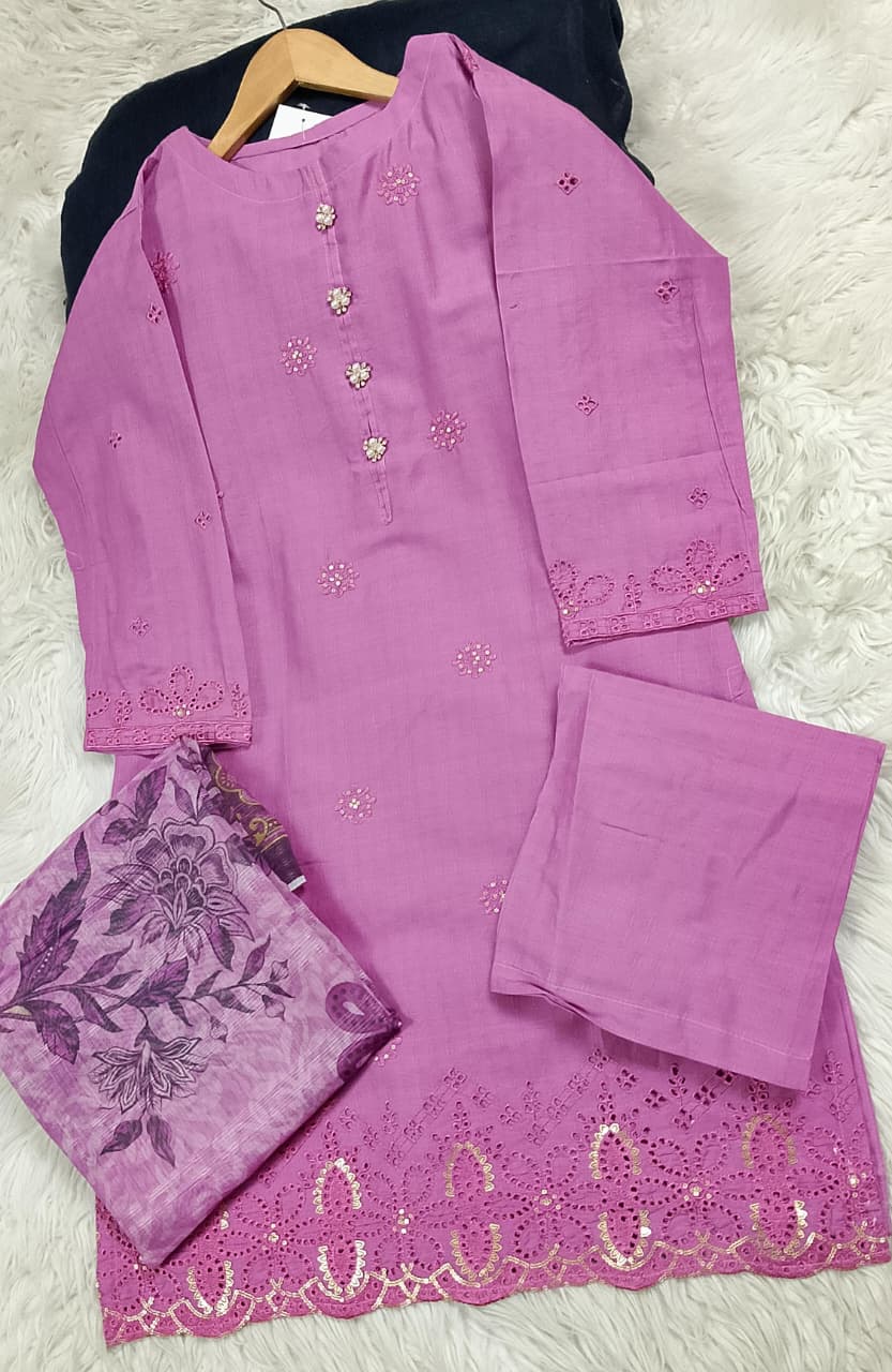 3 PIECE - EMBROIDERED LAWN SUIT