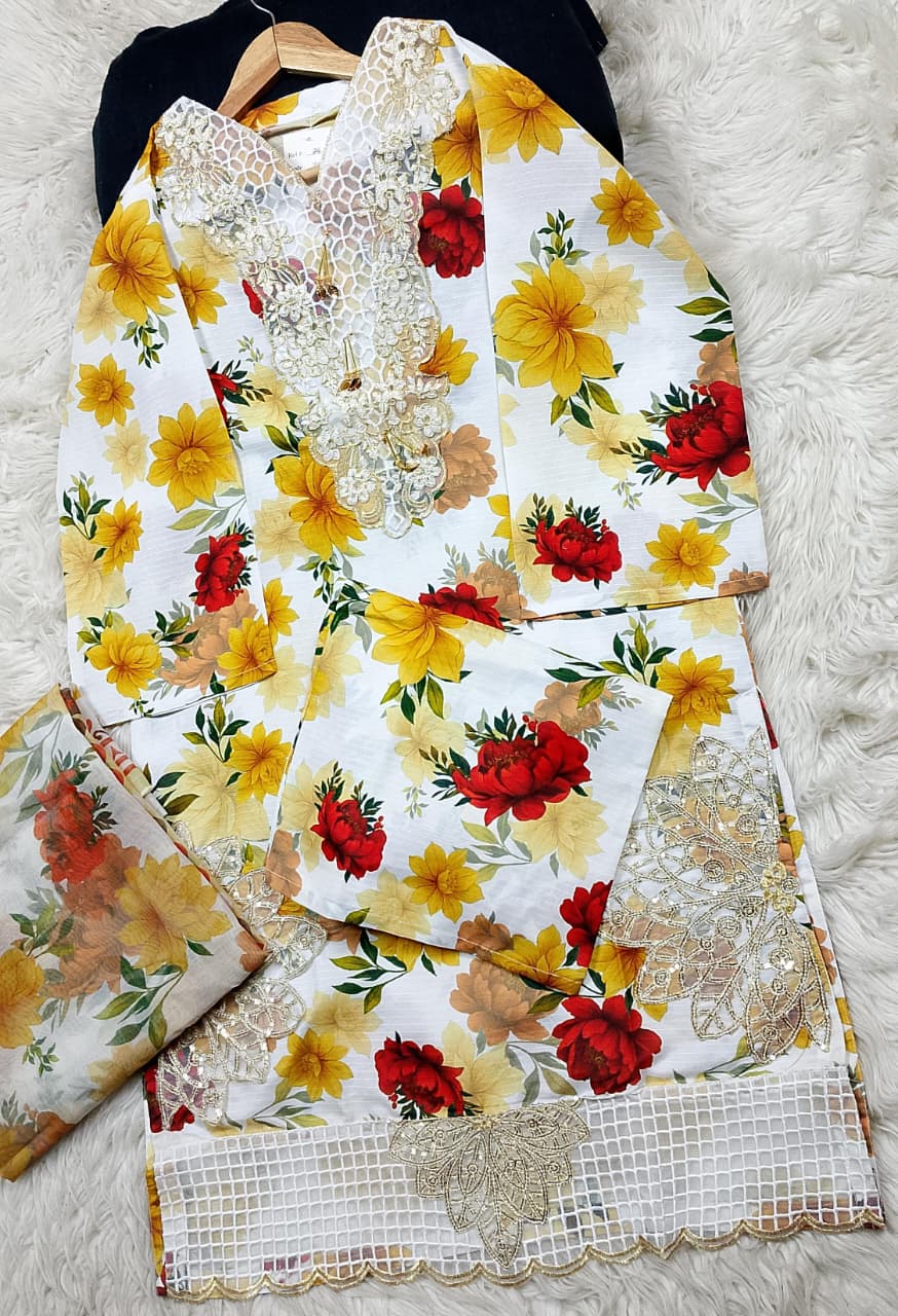 3 PIECE - EMBROIDERED LAWN SUIT